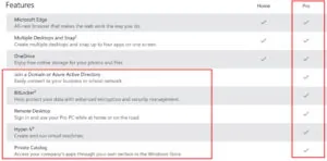 Vergelijking Windows 10 home en Windows 10 pro